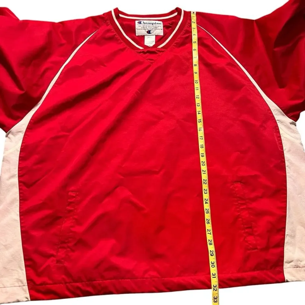 Champion Logo Scout Red Pullover Windbreaker Jacket Men’s 3XL V Neck B2410
